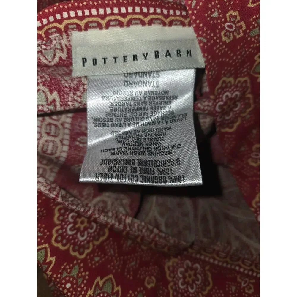 Pottery Barn Queen Duvet Cover With Euro Shams Red Paisley